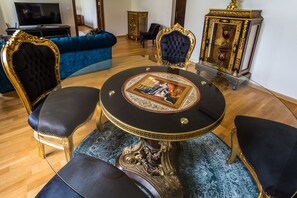 Luxury Apartment, 1 Bedroom, Hot Tub, River View | Living area - Karlsbad Prestige (Karlovy Vary)