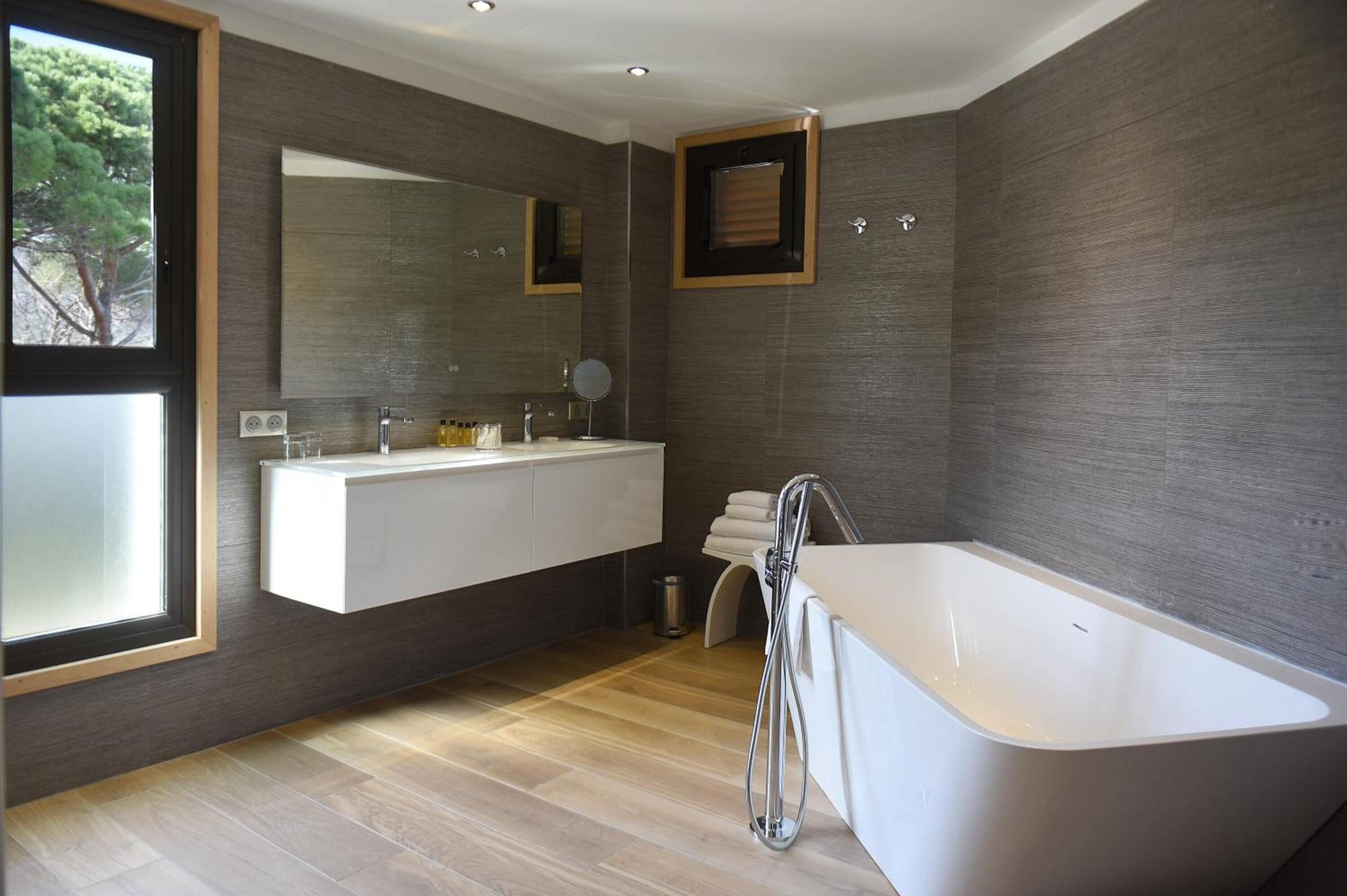 side sea balcony room | bathroom | free toiletries, hair dryer, bathrobes, slippers