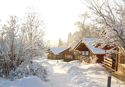  Non-smoking log cabin in the holiday village for families with children a. dog