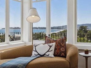 TV, fireplace, books, offices