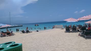 Ranta lähistöllä, aurinkotuoleja, rantapyyhkeitä