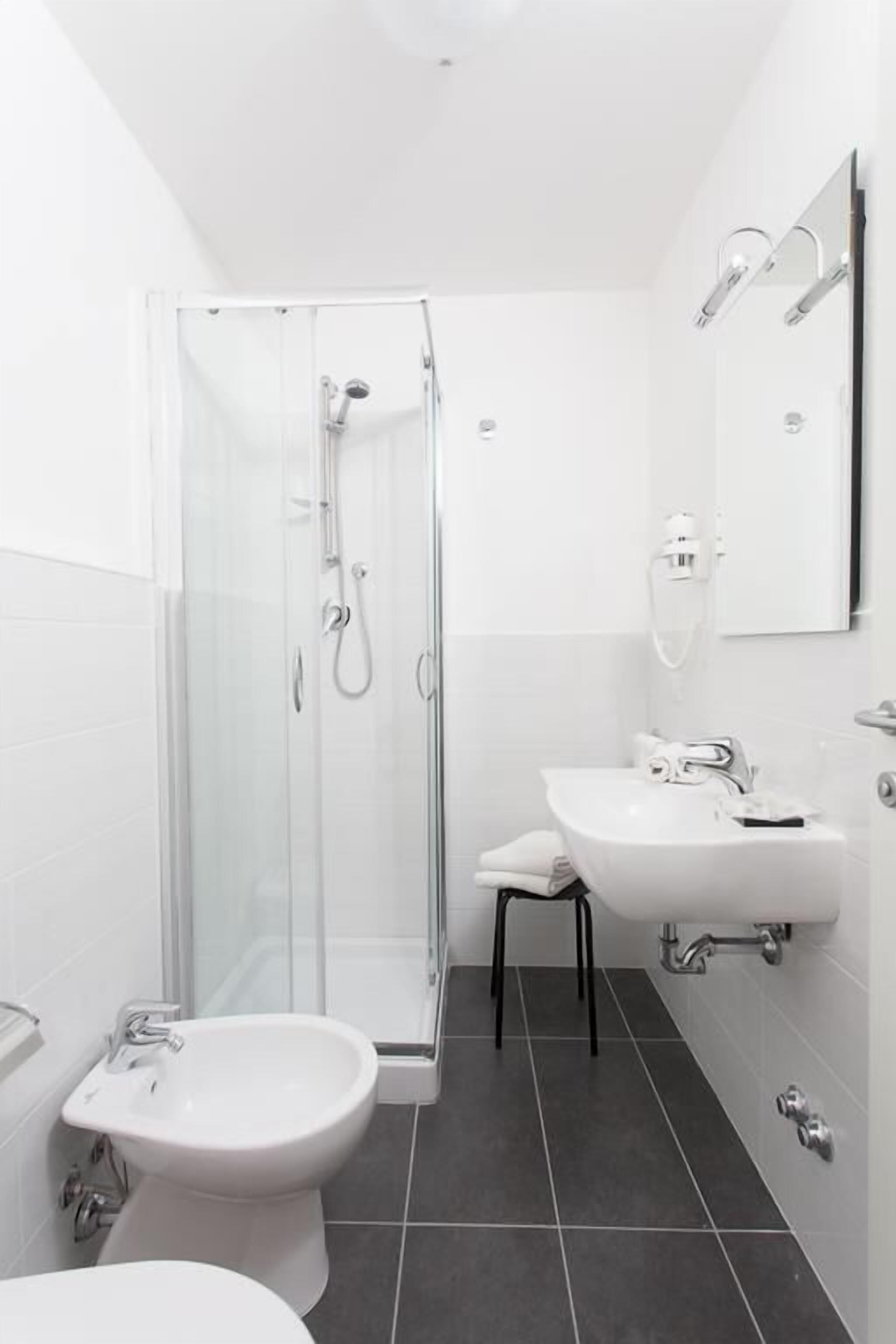 shower, free toiletries, hair dryer, bidet