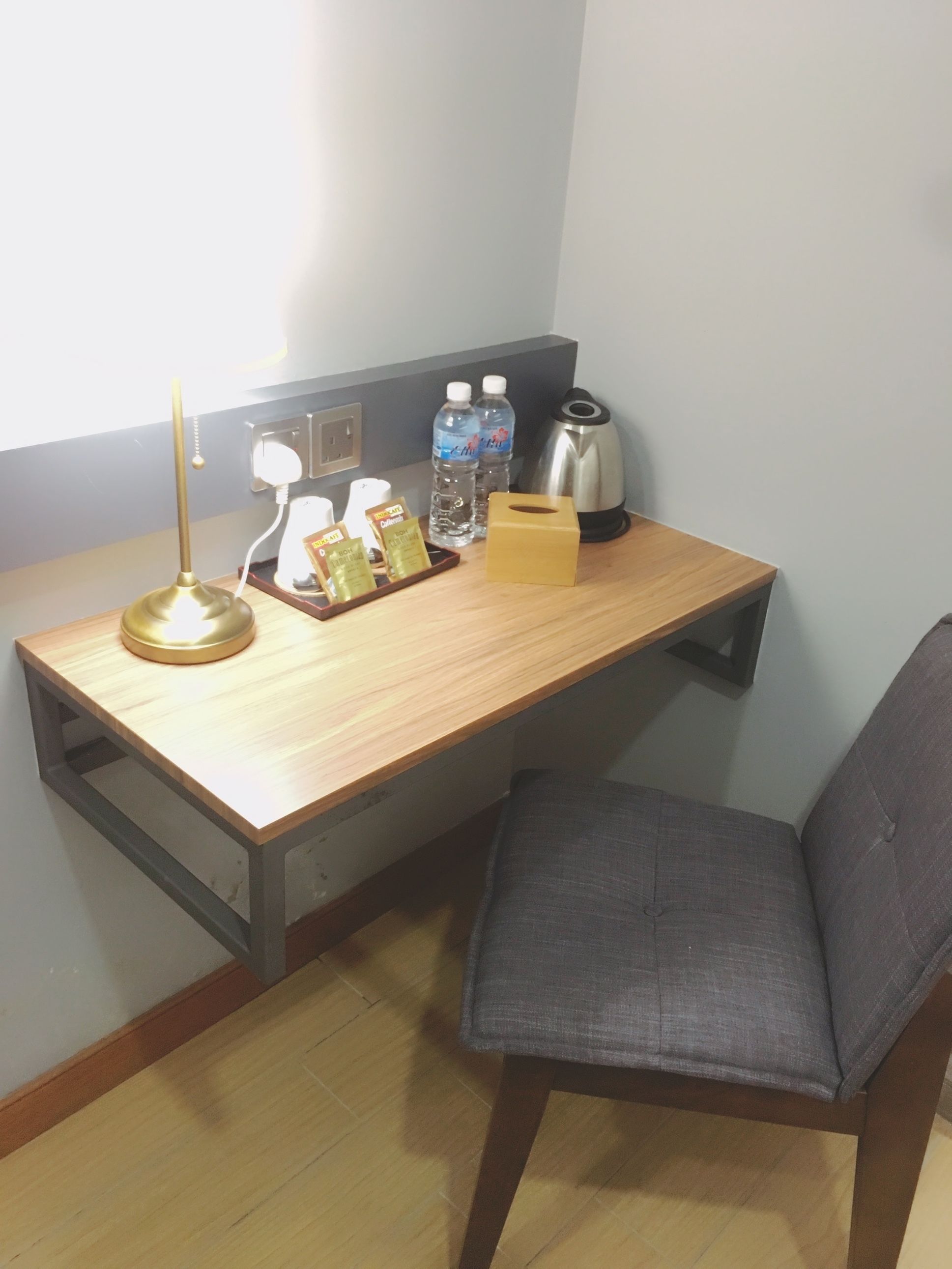 standard queen room (no window) | bathroom | shower, rainfall showerhead, free toiletries, hair dryer