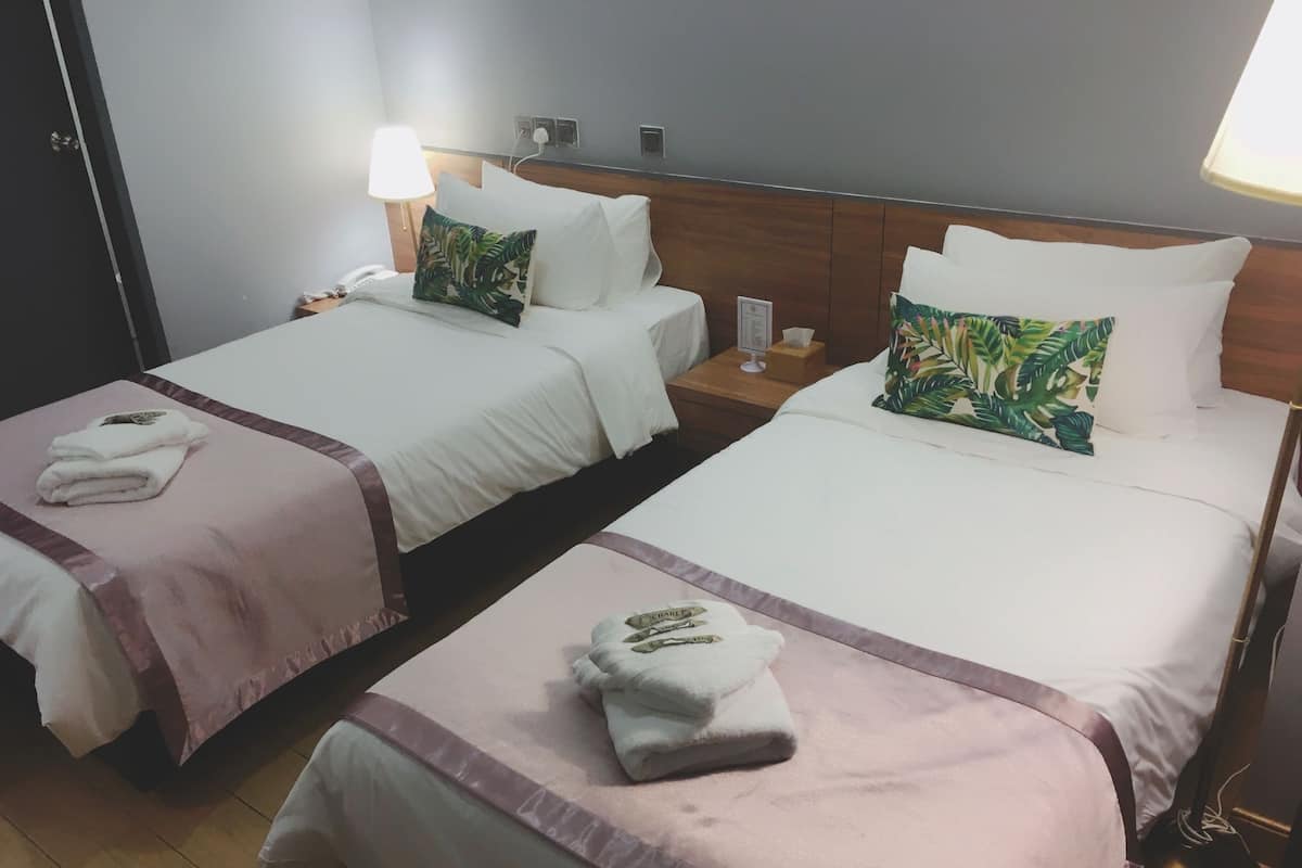 Standard-Zweibettzimmer (No window) | Hochwertige Bettwaren, Schreibtisch, Bügeleisen/Bügelbrett