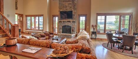 Smart TV, fireplace, video games, DVD player