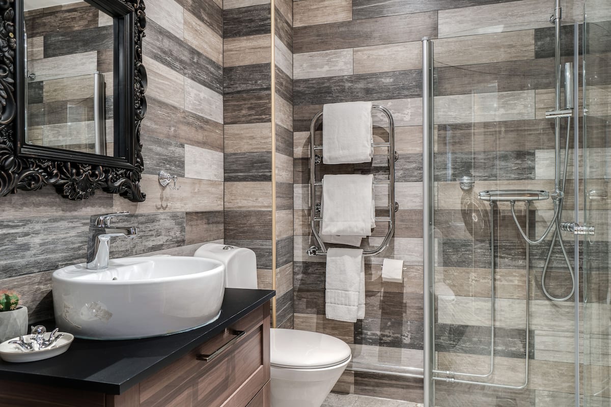 shower, free toiletries, hair dryer, slippers