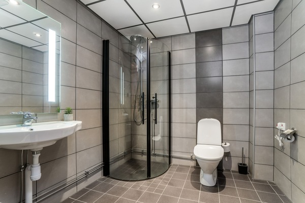 Shower, free toiletries, hair dryer, slippers