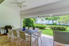 Exclusive-Apartment, 3 Schlafzimmer, Nichtraucher, Strandblick | Terrasse/Patio