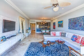 Superior Apartment, 1 Bedroom, Private Bathroom, Ocean View | Living room | Flat-screen TV - Fishing Lodge 01 (Punta Cana)