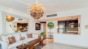 Superior Apartment, 2 Bedrooms, Ocean View | Living room | TV - Beach Blessing (Guayacanes)