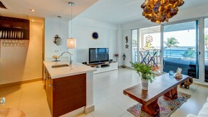 Superior Apartment, 2 Bedrooms, Ocean View | Living area | TV - Beach Blessing (Guayacanes)