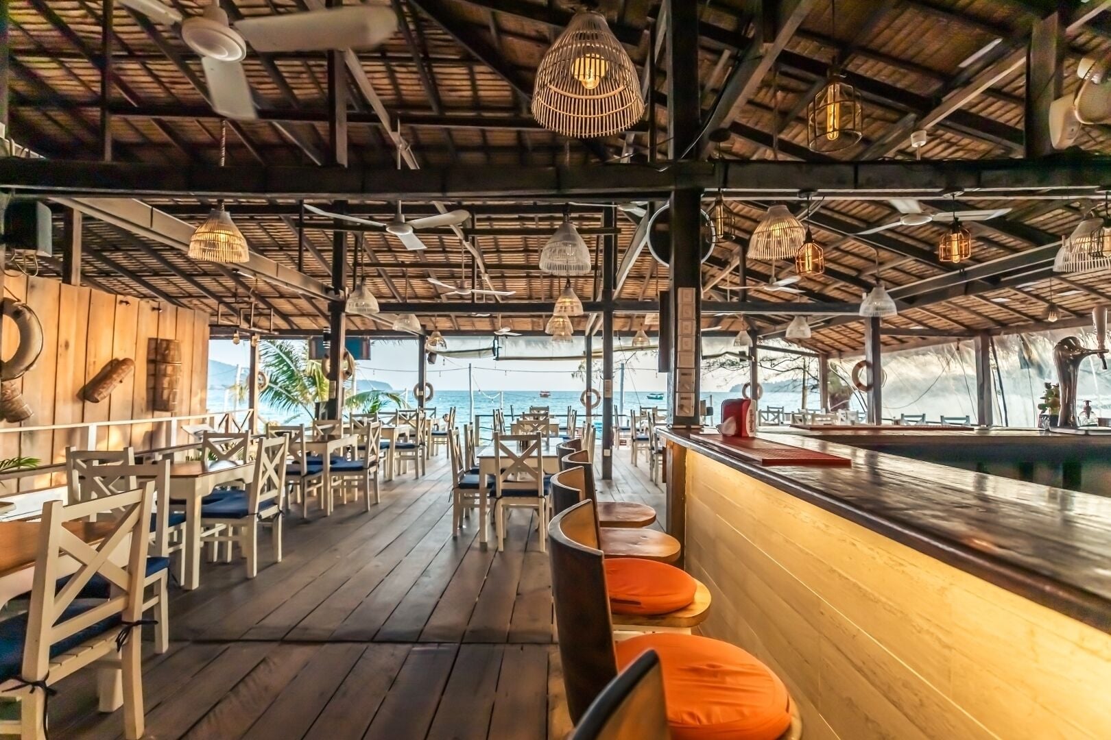 breakfast, lunch served; local and international cuisine, beach views