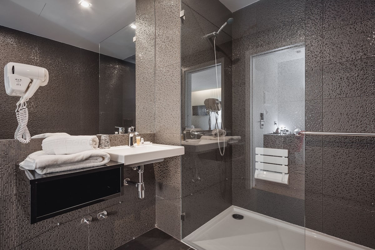 free toiletries, hair dryer, towels, soap