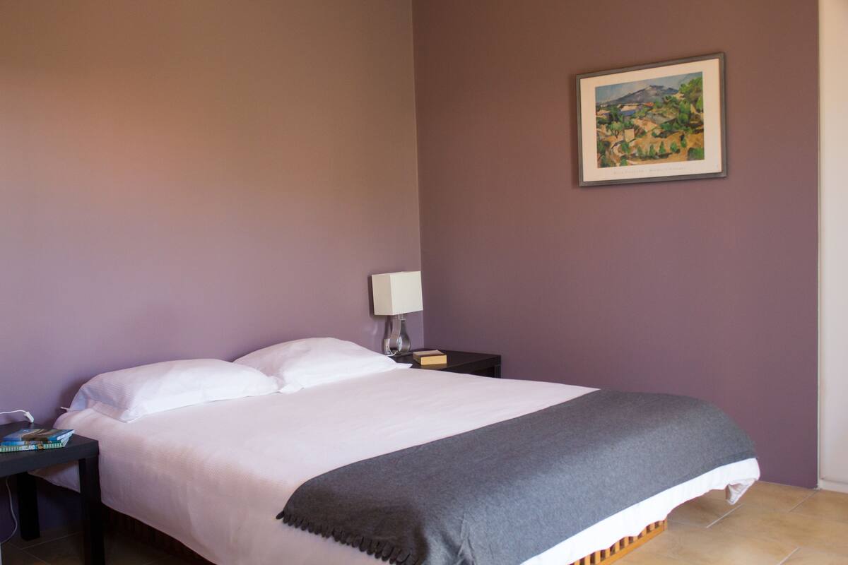 1 bedroom, premium bedding, blackout curtains, iron/ironing board