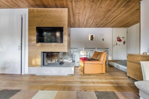 TV, fireplace - Chalet d'autore - Corte delle Dolomiti - 5 beds (Borca di Cadore)