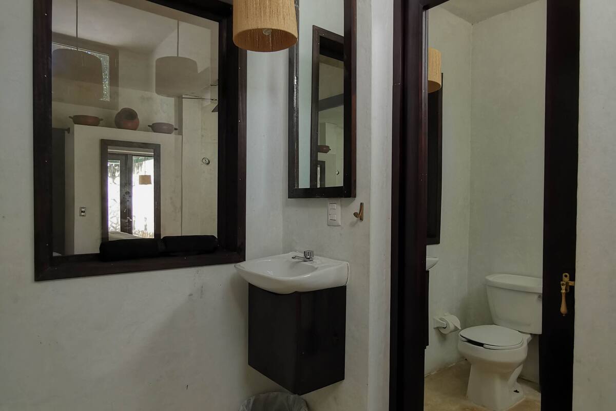 separate bathtub and shower, deep-soaking bathtub, free toiletries