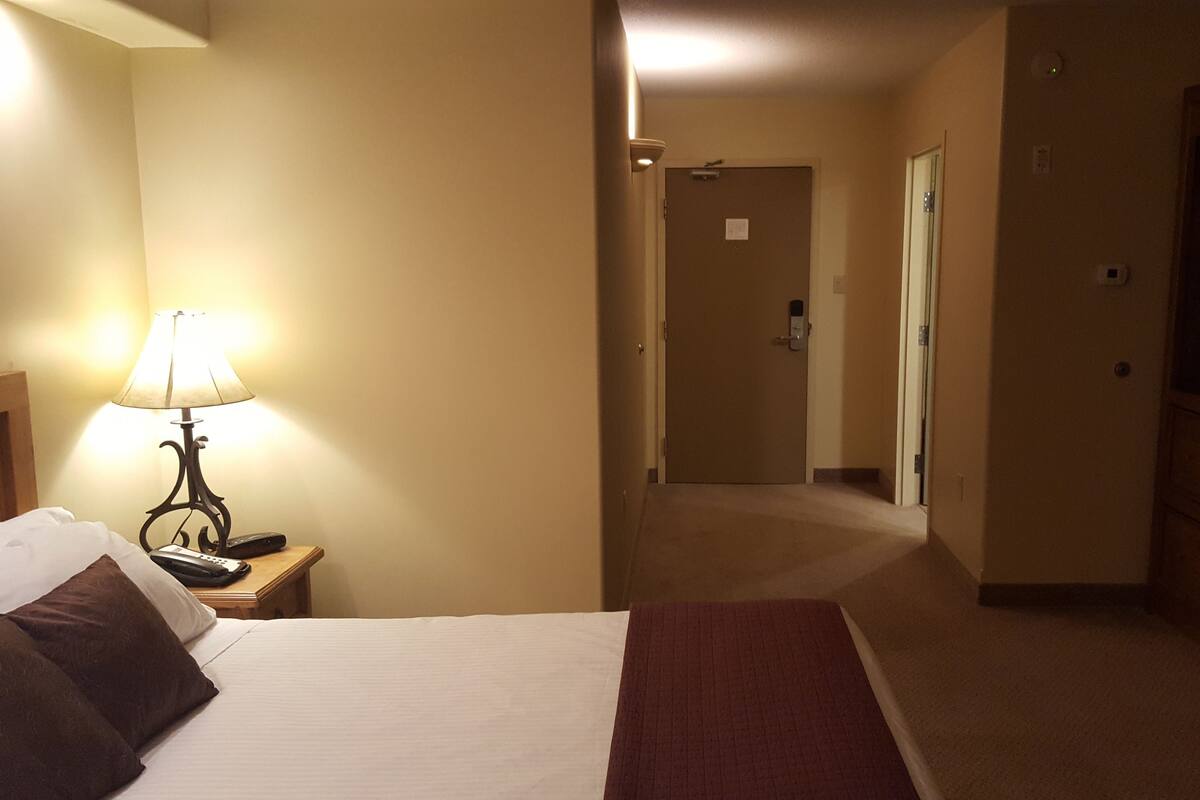 In-room safe, desk, laptop workspace, blackout curtains