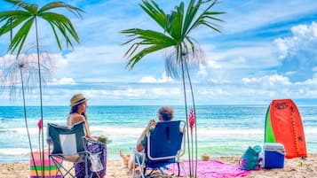 On the beach, snorkeling, surfing