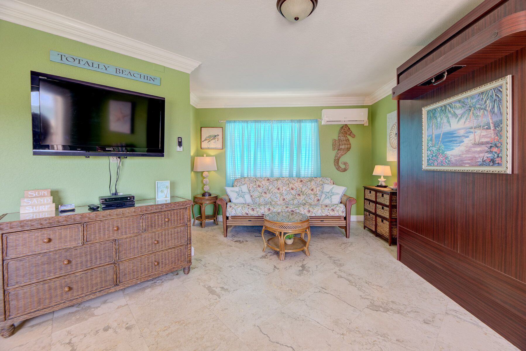 TV, DVD player, books