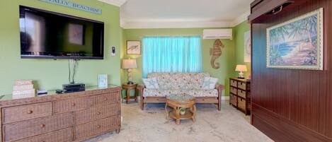 TV, DVD player, books