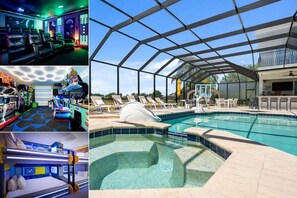 A heated pool - Sunset Mansion | Amazing Themed Theater Room and Bedrooms | Games Room | Near Disney (Kissimmee)