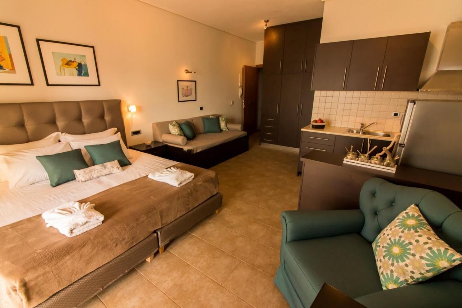 Pillow-top beds, desk, blackout curtains