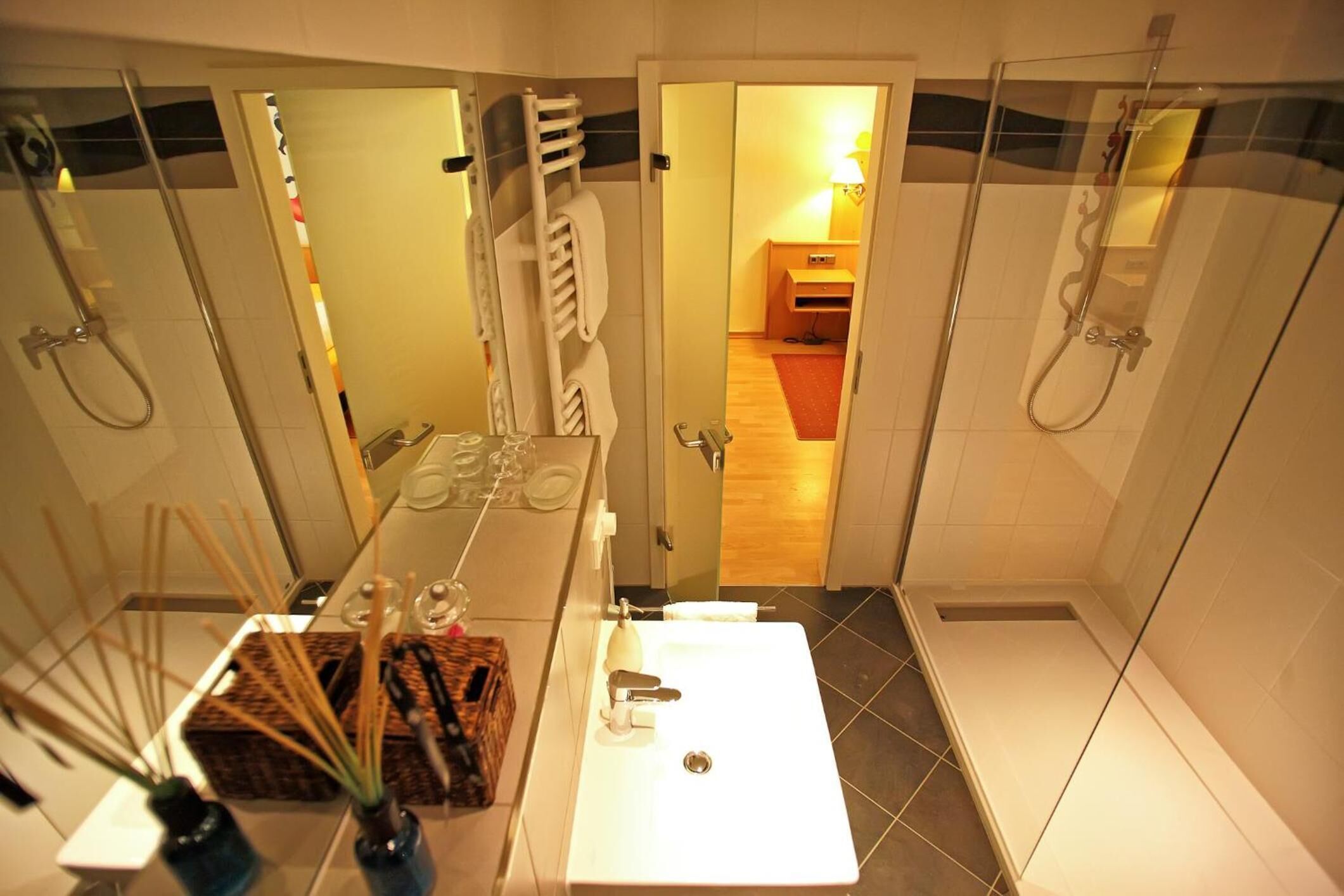 free toiletries, hair dryer, towels