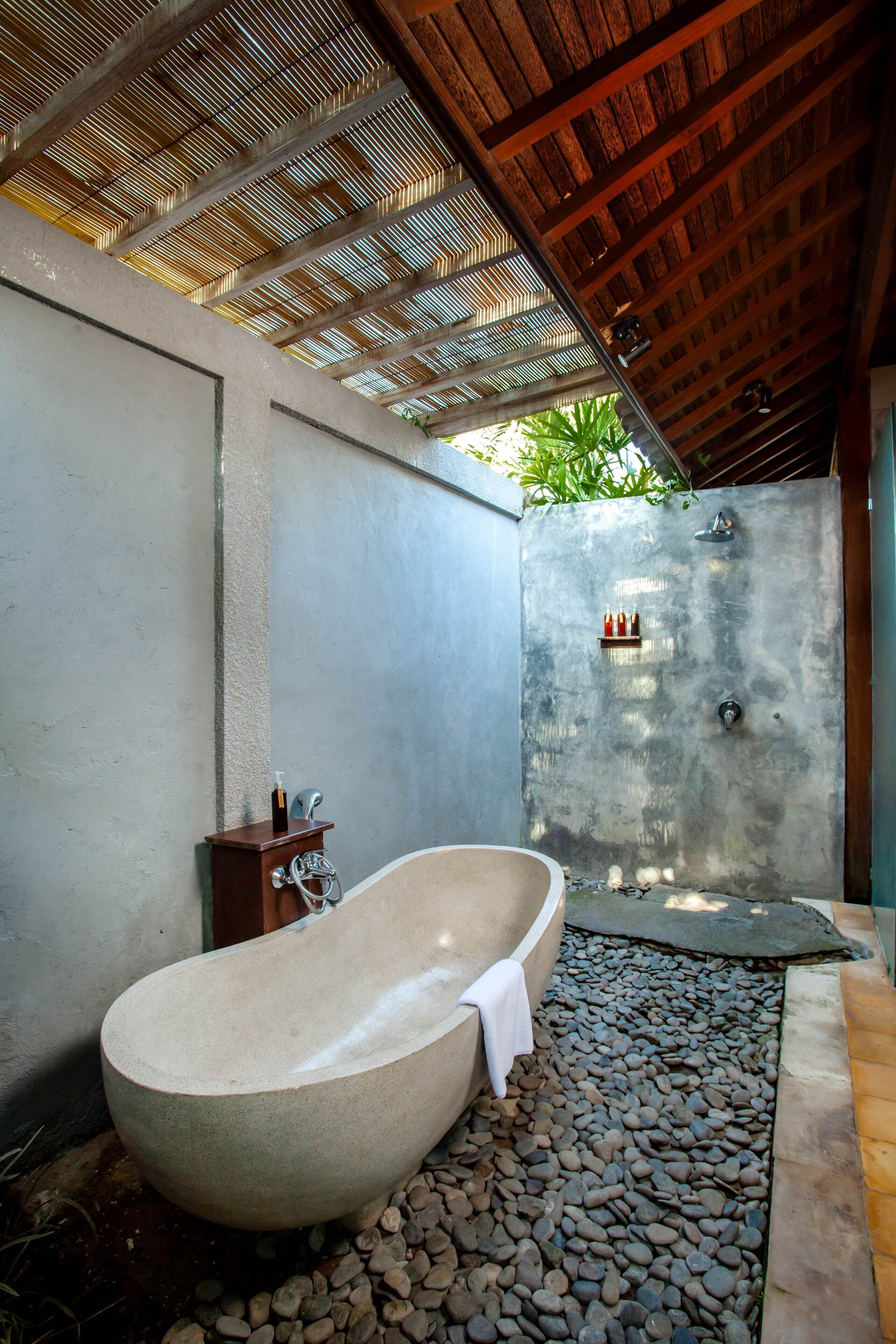 two bedroom residential private pool villas | bathroom | separate bathtub and shower, free toiletries, hair dryer, bathrobes