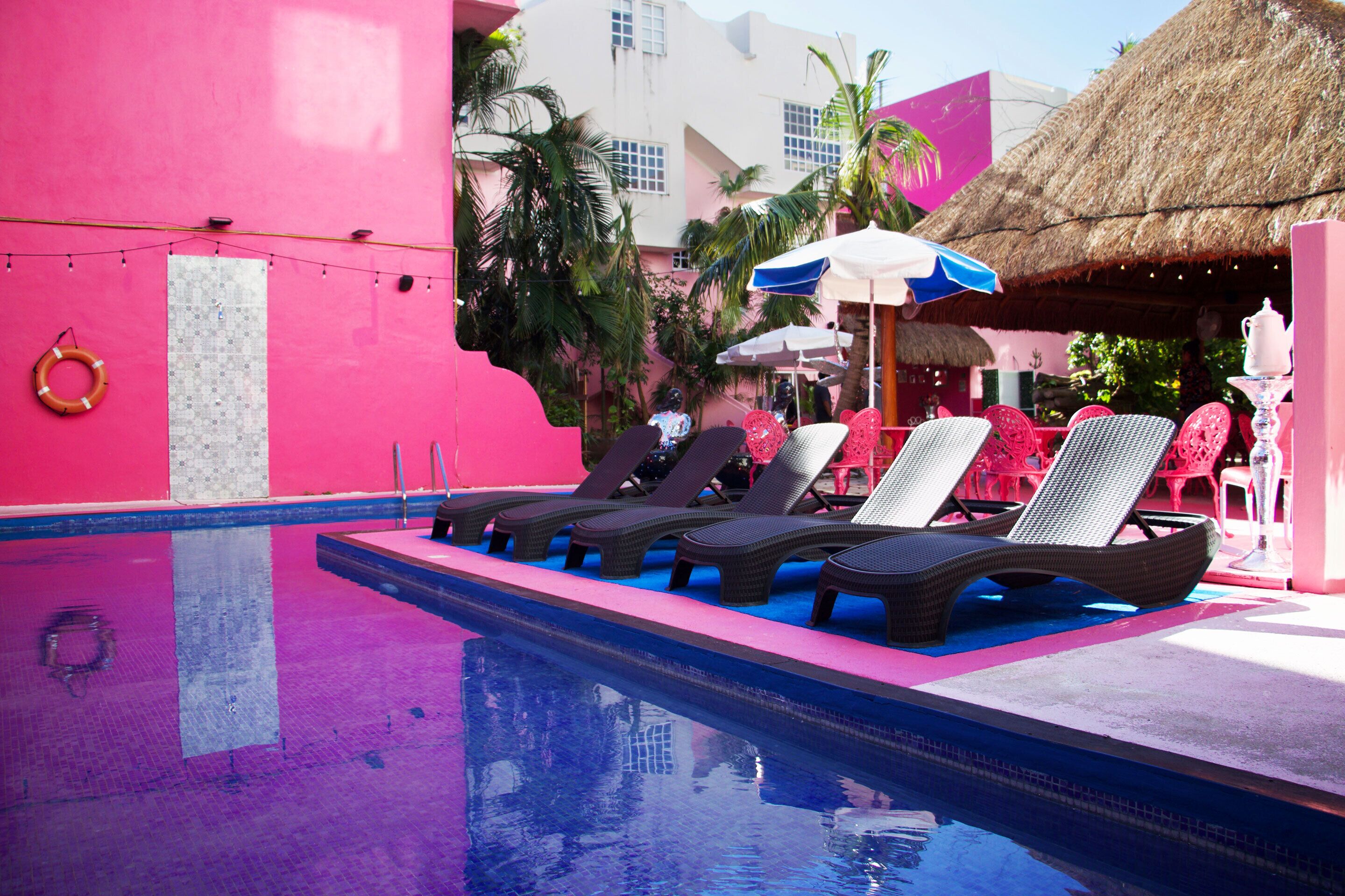 Outdoor pool, sun loungers