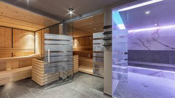 Sauna, steam room, massages
