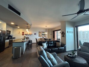 Smart TV, DVD player, books, stereo