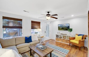 TV, DVD player, books