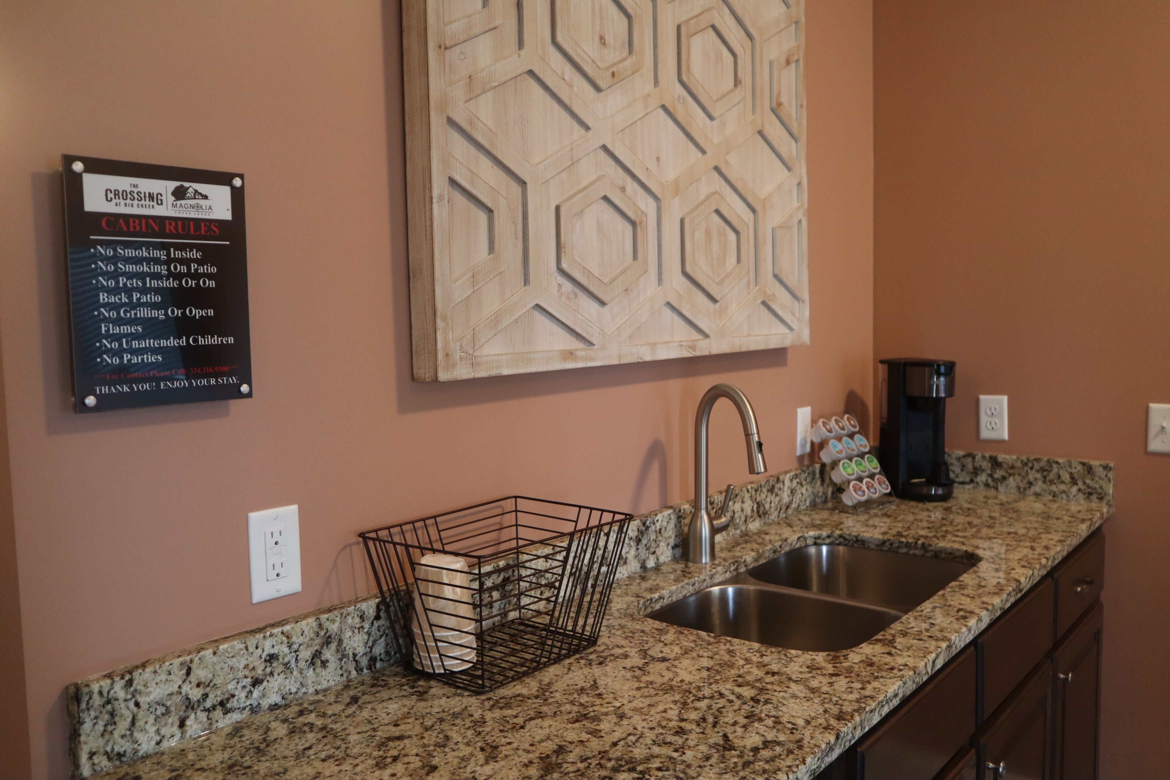 classic cabin, 1 king bed | private kitchen | mini-fridge, microwave, coffee/tea maker, coffee grinder