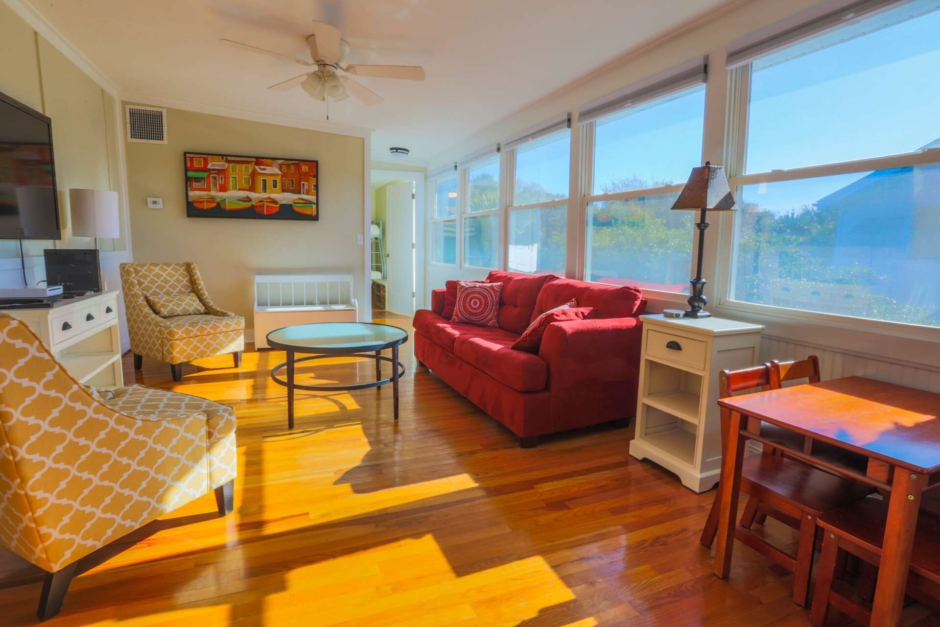 2 Min Walk to Beach from this Family Friendly, 2nd Story Duplex with Sunroom & Covered Balcony