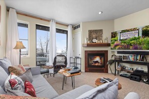 Smart TV, fireplace, DVD player, foosball