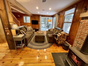 Smart TV, fireplace, DVD player, video library