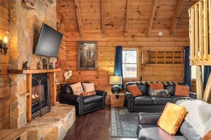 TV, fireplace, video games, foosball
