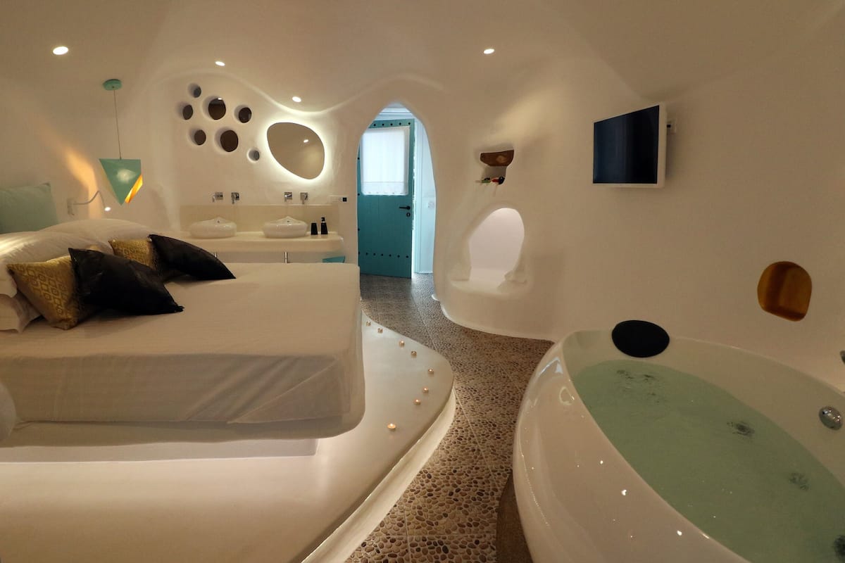 Phòng Suite Exclusive, 2 phòng ngủ, bồn tắm, khu vực vườn | 1 phòng ngủ, bộ trải giường bằng vải cotton Ai Cập