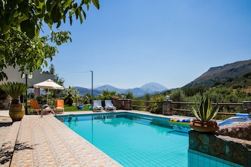 Private pool villa in beautiful countryside,Agouseliana,Rethymno Swimming pool area