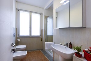 Séchoir à cheveux, serviettes fournies, shampooing, papier de toilette