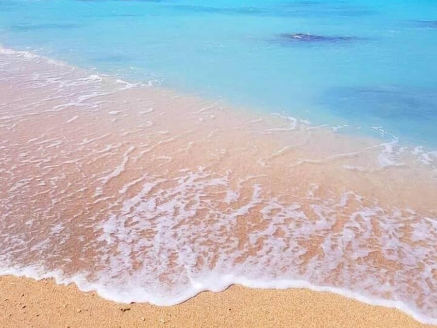 Una playa con agua turquesa cristalina y una orilla arenosa.