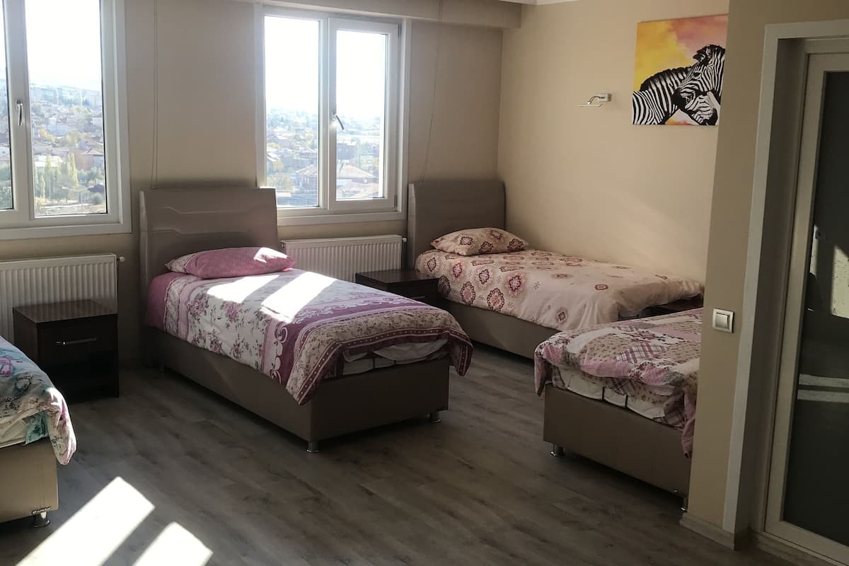 Eenvoudige suite, meerdere bedden | Een minibar, een kluis op de kamer, een bureau, geluiddichte muren