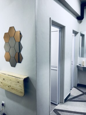 Shower, free toiletries, hair dryer, bidet