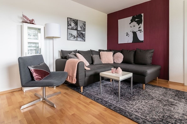 TV, DVD player, books, stereo - Villa Schoenau Apartment 1 with stunning views, terrace and large garden (Bad Münstereifel)