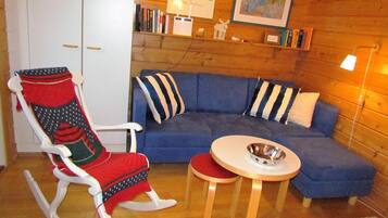 Flat-screen TV, fireplace