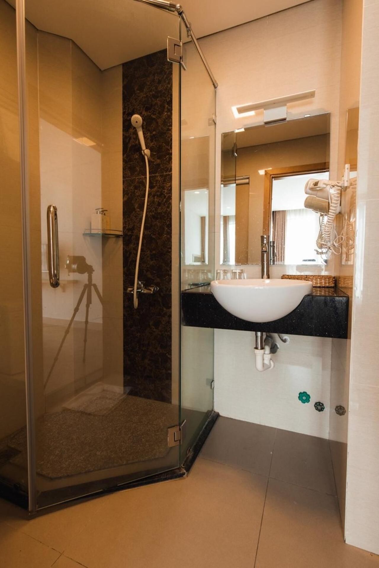 shower, free toiletries, hair dryer, slippers