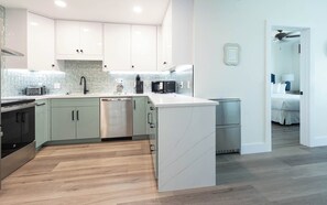 Fridge, microwave, oven, dishwasher