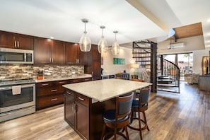 Fridge, microwave, oven, stovetop - Kamaole Sands 3-406 - Modern Kitchen, Large Lanai, Enclosed Private MB, Split AC (Kihei)