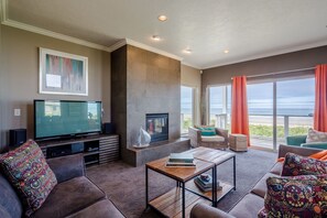 TV, fireplace, table football, ping pong
