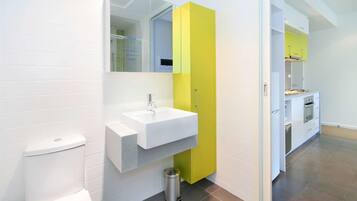 Apartment, 1 Bedroom | Bathroom | Shower, free toiletries, hair dryer, towels